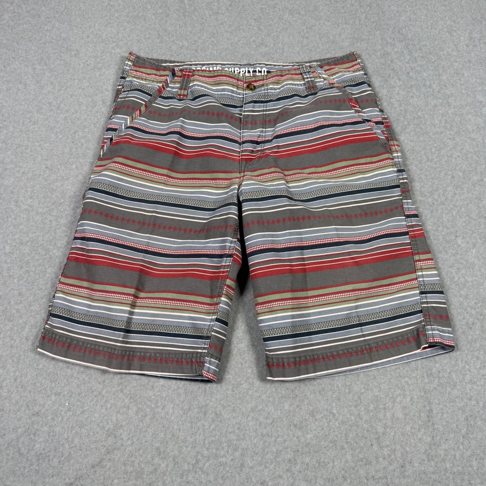 Y2K Mossimo Supply Co 38 Chino Shorts Multicolor Striped Indie Boho Corpcore